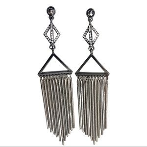 Express rhinestone fringe chain earrings
